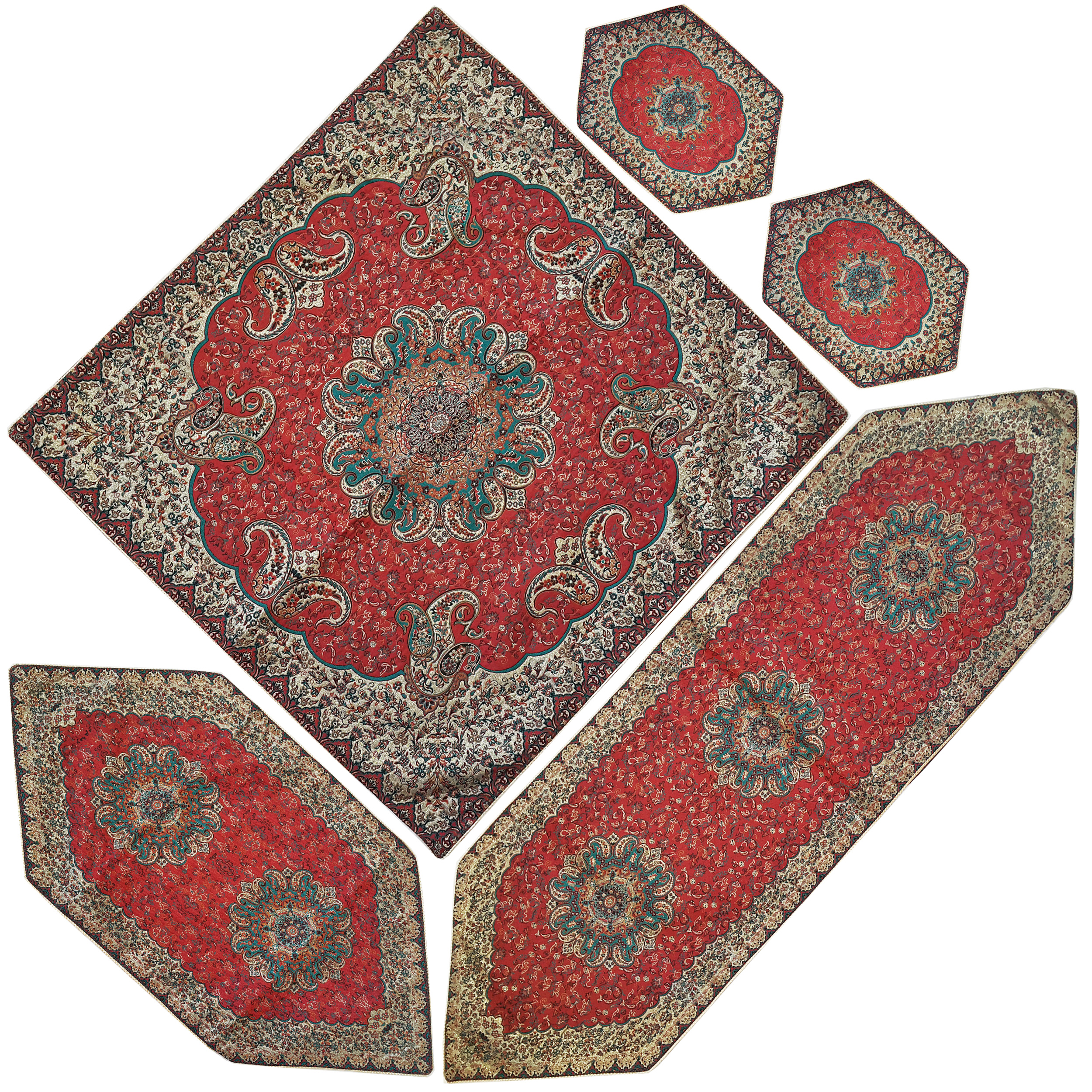 ست 5 تکه رومیزی ترمه طرح ترنج کد 06