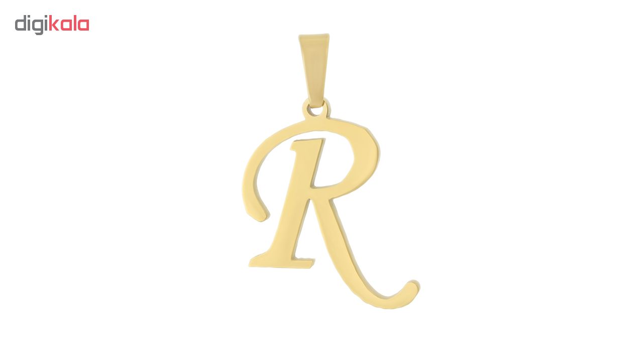 آویز گردنبند طلا 18 عیار جواهری میکا طرح R کد 0110010