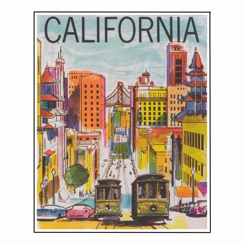 پوستر مدل سفر قدیمی چاپ کالیفرنیا سانفرانسیسکو