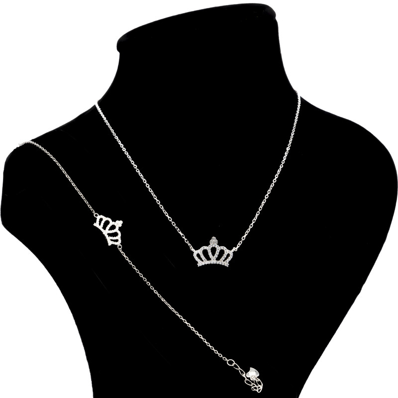 نیم ست نقره زنانه بهارگالری طرح تاج مدل Queens Crown 