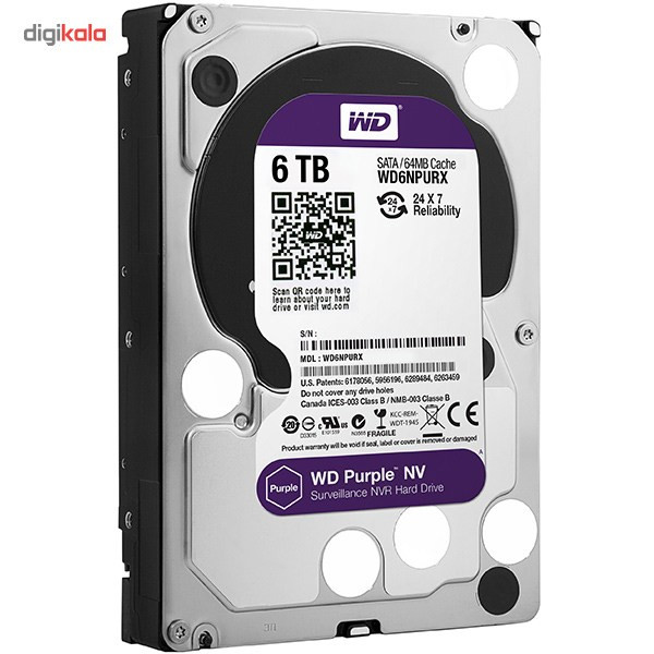 هارددیسک اینترنال وسترن دیجیتال مدل Purple NV WD6NPURX ظرفیت 6 ترابایت
