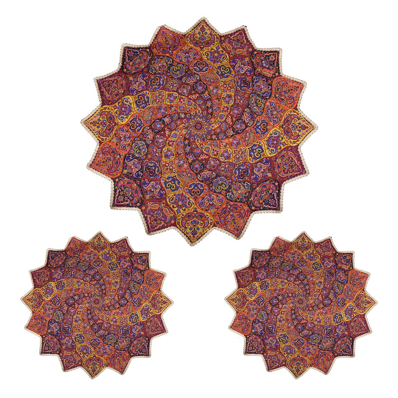 ست سه تکه رومیزی ترمه طرح آبادیس مدل 00-62 