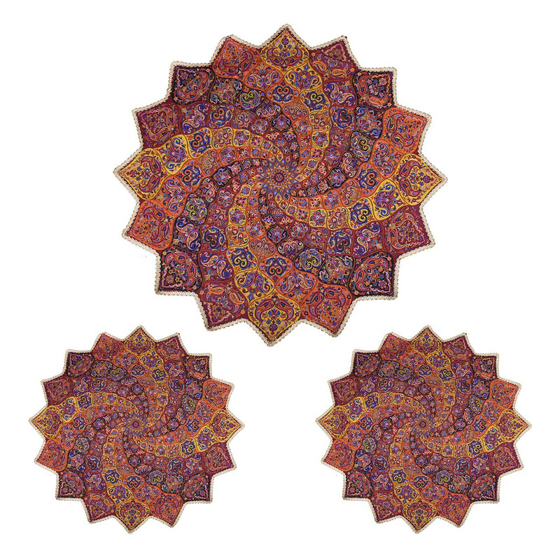 ست سه تکه رومیزی ترمه طرح آبادیس مدل 00-62 