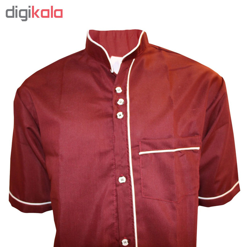 لباس کار مدل آشپزی سه دکمه رنگ زرشکی