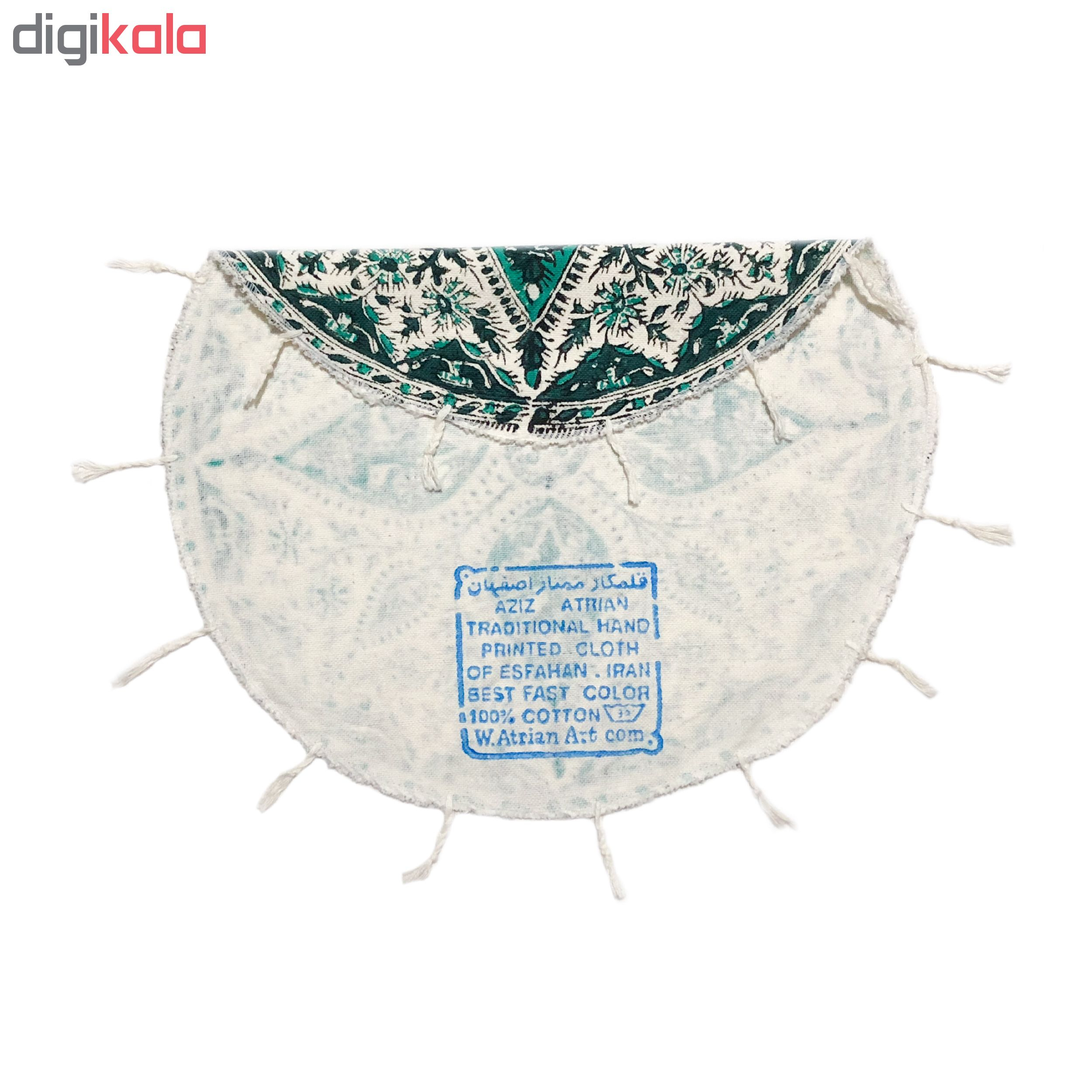 رومیزی قلمکار ممتاز اصفهان اثر عطریان طرح گل مدل G175 قطر 40 سانتی متر