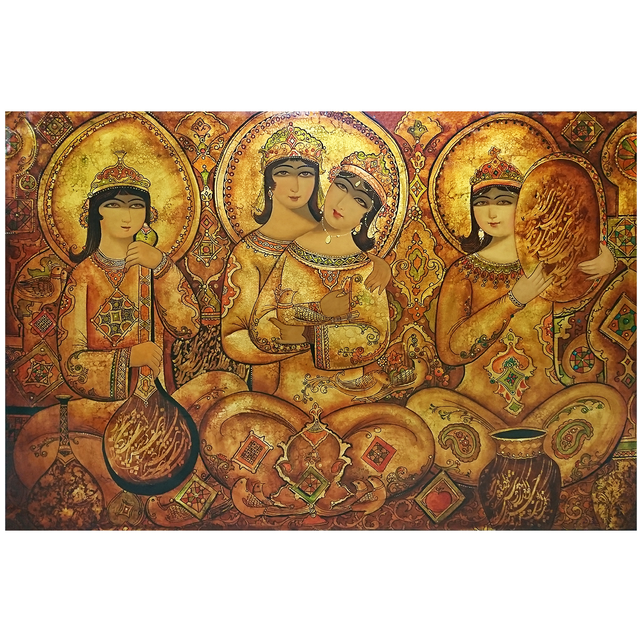 تابلو نقاشی طرح لیلی و مجنون و مطرب عشق A30