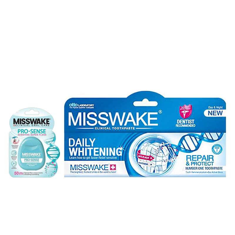 خمیر دندان میسویک مدل Daily Whitening حجم 100 میلی لیتر به همراه نخ دندان Pro-sens خمیر دندان میسویک مدل Daily Whitening حجم 100 میلی لیتر به همراه نخ دندان Pro-sens