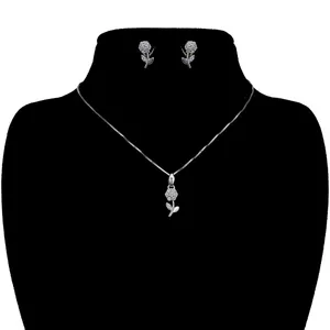 نیم ست نقره آی جواهر طرح گل کد 77197NN