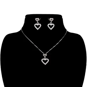 نیم ست نقره آی جواهر طرح قلب کد 77198NN