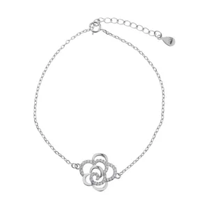 دستبند نقره زنانه آی جواهر طرح گل کد 77216D