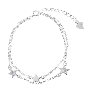 دستبند نقره آی جواهر طرح ستاره کد 77218D