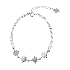 دستبند نقره آی جواهر طرح ستاره کد 77223D