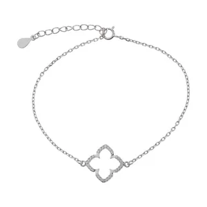 دستبند نقره آی جواهر طرح فلاور کد 77225D