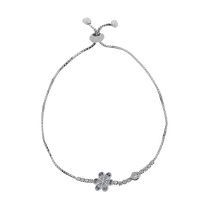 دستبند نقره آی جواهر طرح فلاور کد 77226D