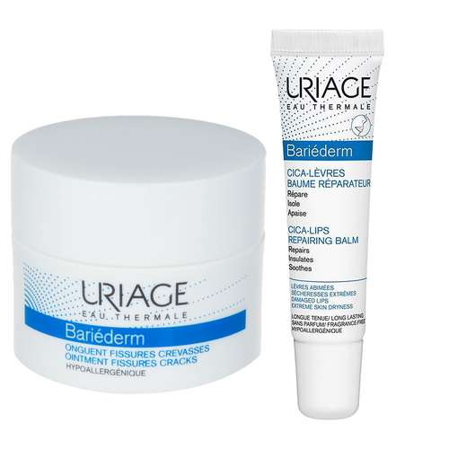 کرم ضد ترک بدن اوریاژ مدل Bariederm به همراه بالم ترمیم کننده لب اوریاژ سری Bariederm مدل Cica Lips