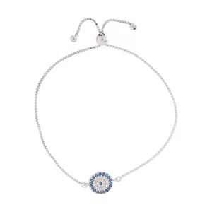 دستبند نقره زنانه آی جواهر طرح چشم نظر کد 77227D