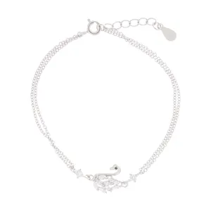 دستبند نقره زنانه آی جواهر طرح قو کد 77230D