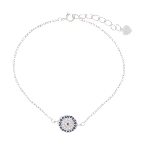 دستبند نقره زنانه آی جواهر طرح چشم نظر کد 77231D