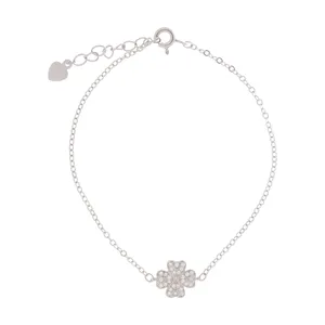 دستبند نقره زنانه آی جواهر طرح فلاور کد 77232D