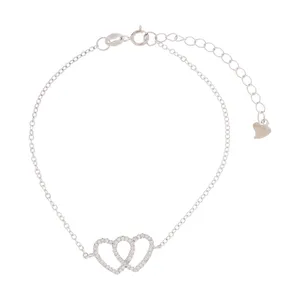 دستبند نقره زنانه آی جواهر طرح قلب کد 77235D