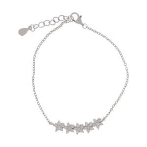 دستبند نقره زنانه آی جواهر طرح فلاور کد 77241D