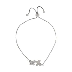 دستبند نقره زنانه آی جواهر طرح پروانه کد 77255D