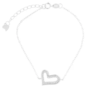 دستبند نقره زنانه آی جواهر طرح قلب کد 77260D