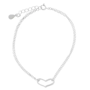 دستبند نقره زنانه آی جواهر طرح قلب کد 77262D
