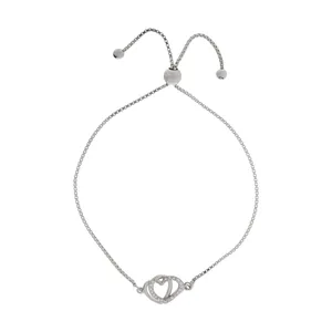 دستبند نقره زنانه آی جواهر طرح قلب کد 77267D