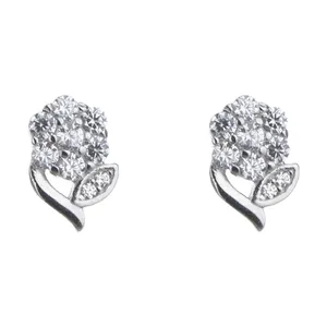 گوشواره نقره آی جواهر طرح فلاور کد 77293SGU