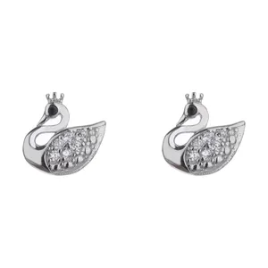 گوشواره نقره آی جواهر طرح قو کد 77294SGU