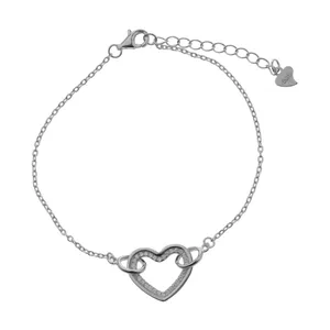 دستبند نقره آی جواهر طرح قلب کد 77302D