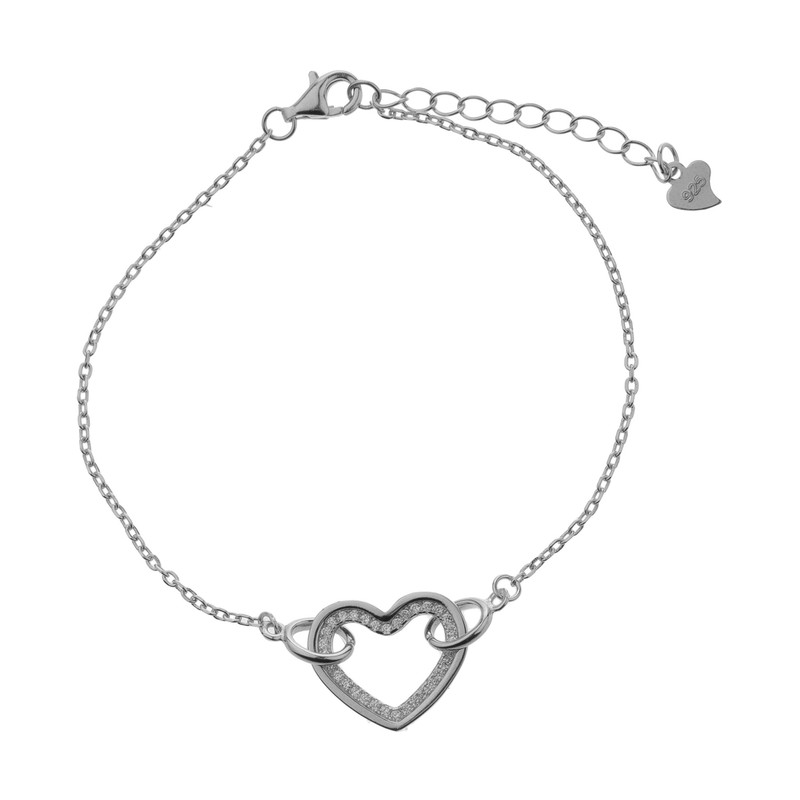 دستبند نقره آی جواهر طرح قلب کد 77302D