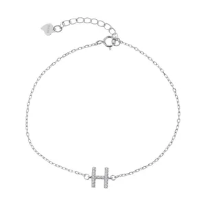 دستبند نقره آی جواهر طرح حرف H کد 77306D