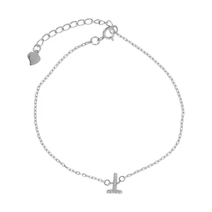 دستبند نقره آی جواهر طرح حرف T کد 77306D