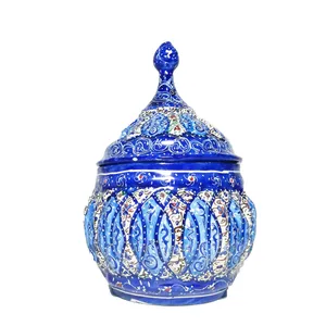 قندان مسی میناکاری گوهرچین کد 3497