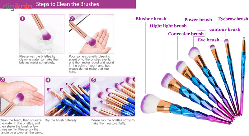 ست برس آرایشی مدل Unicorn Makeup Brushes-1 مجموعه 7 عددی