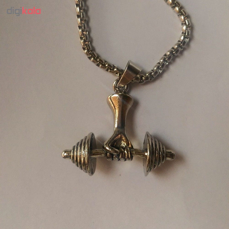 گردنبند طرح دمبل مدل N-Ha زنجیر 60 سانتی تک سایز