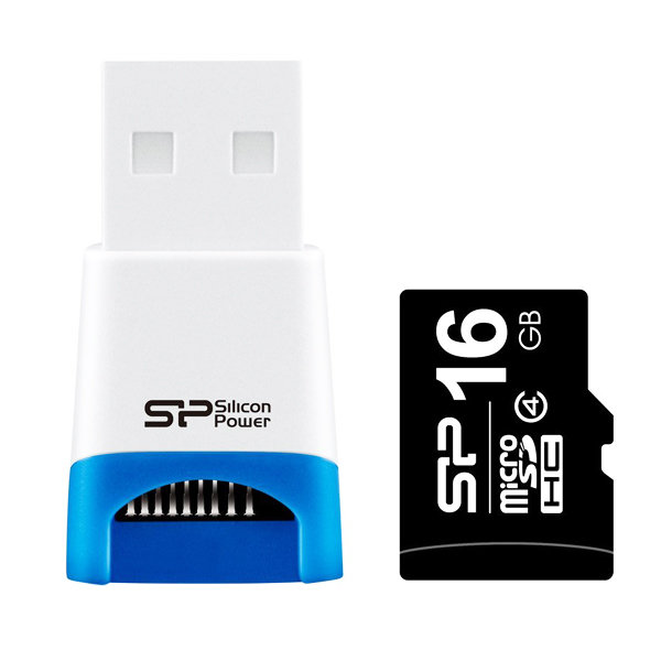 کارت حافظه‌ microSDHC سیلی پاور مدل Stylish  کلاس 4 استاندارد U3 سرعت 60MBps ظرفیت 16 گیگابایت به همراه کارت خوان