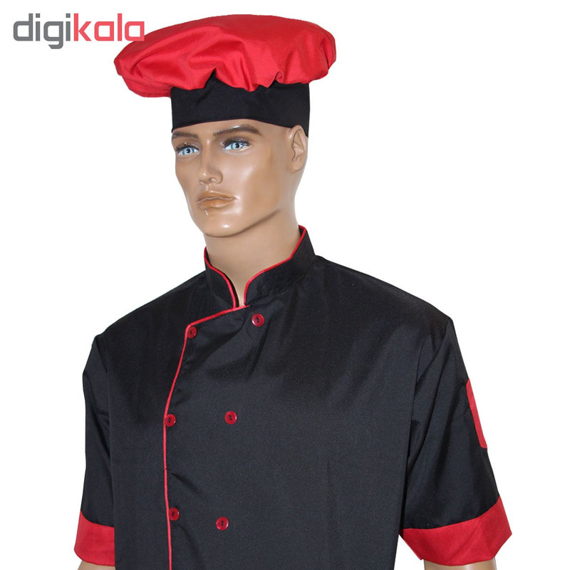 لباس کار مدل چف IGD Set رنگ مشکی قرمز لباس کار مدل چف IGD Set رنگ مشکی قرمز