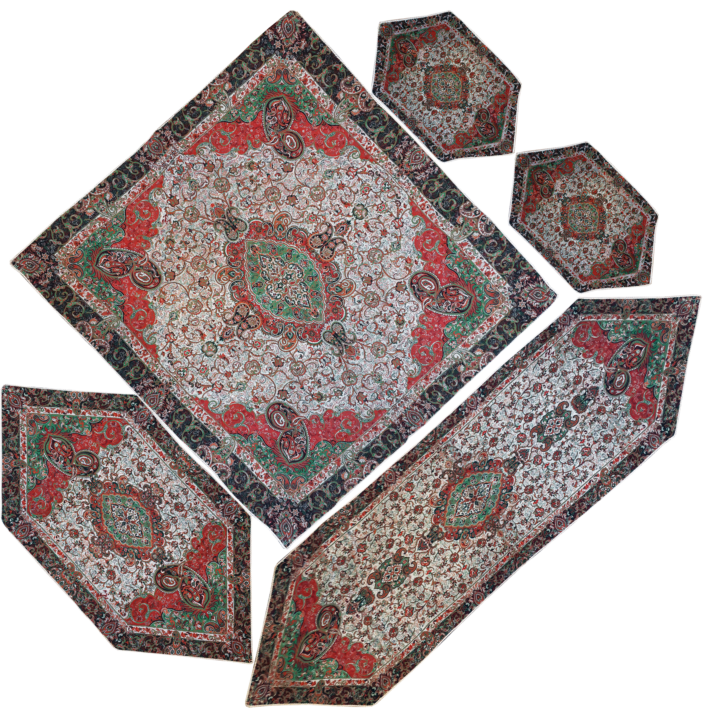 رومیزی ترمه طرح اطلس مدل ZRSH5/5 مجموعه 5 عددی