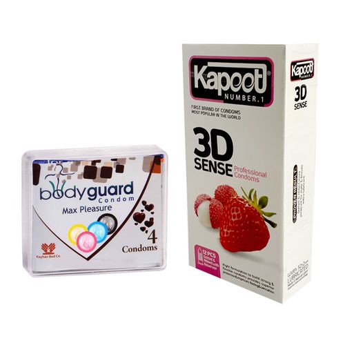 کاندوم کاپوت مدل 3D بسته 12 عددی به همراه کاندوم بادیگارد مدل Max Pleasure بسته 4 عددی