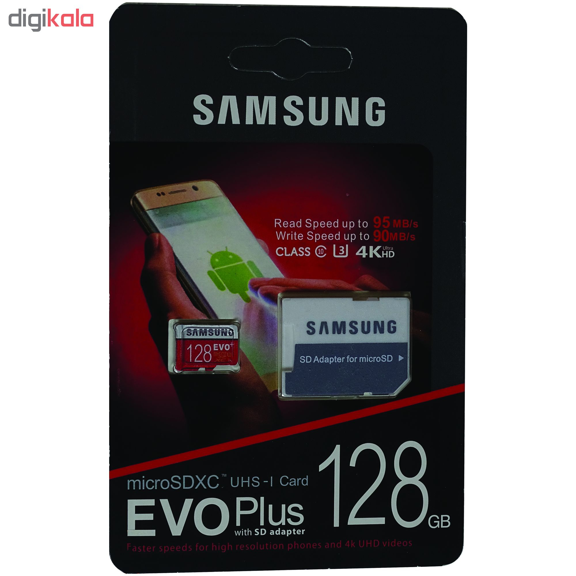 کارت حافظه microSDXC سامسونگ مدل Evo Plus کلاس 10 استاندارد UHS-I U3 سرعت 95MBps ظرفیت 128 گیگابایت به همراه آداپتور SD