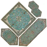 رومیزی ترمه طرح شاه عباسی مدل SBZABI5/5 مجموعه 5 عددی
