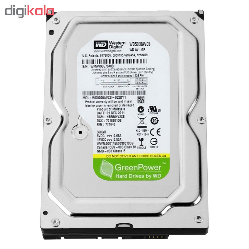 هارددیسک اینترنال وسترن دیجیتال مدل AV-GP WD5000AVCS ظرفیت 500 گیگابایت