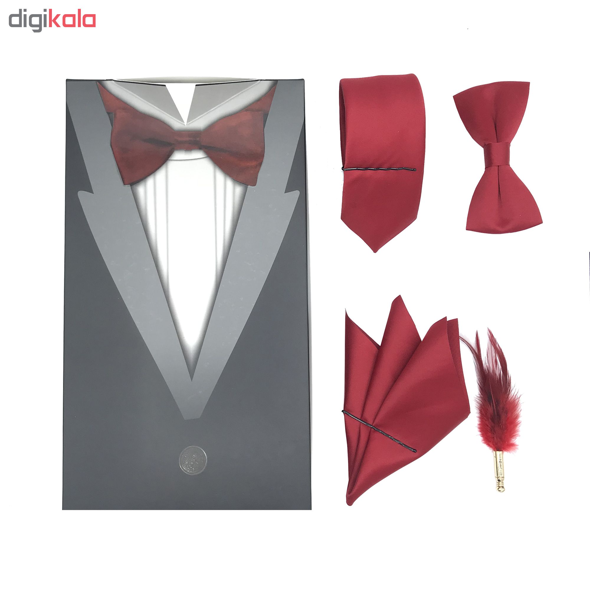 ست کراوات و پاپیون و دستمال جیب و گل کت مردانه مدل KPDG-1002 -  - 9