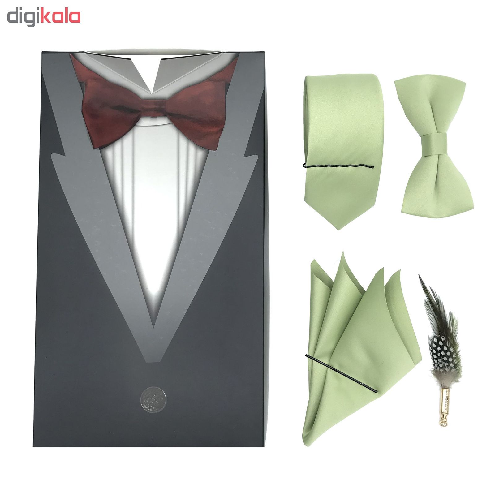 ست کراوات و پاپیون و دستمال جیب و گل کت مردانه مدل KPDG-1002 -  - 10