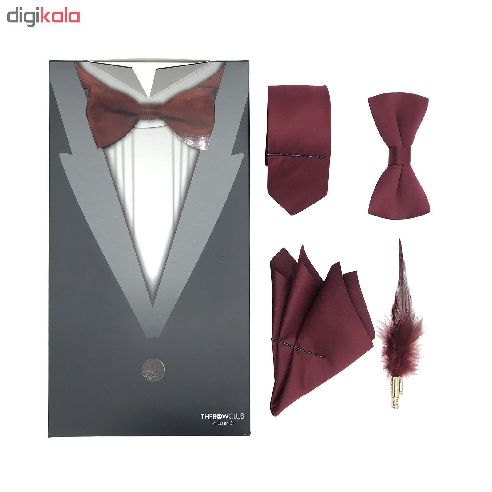ست کراوات و پاپیون و دستمال جیب و گل کت مردانه مدل KPDG-1002 -  - 13