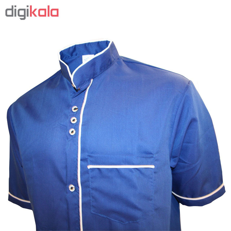 لباس کار مدل آشپزی سه دکمه رنگ آبی تیره لباس کار مدل آشپزی سه دکمه رنگ آبی تیره
