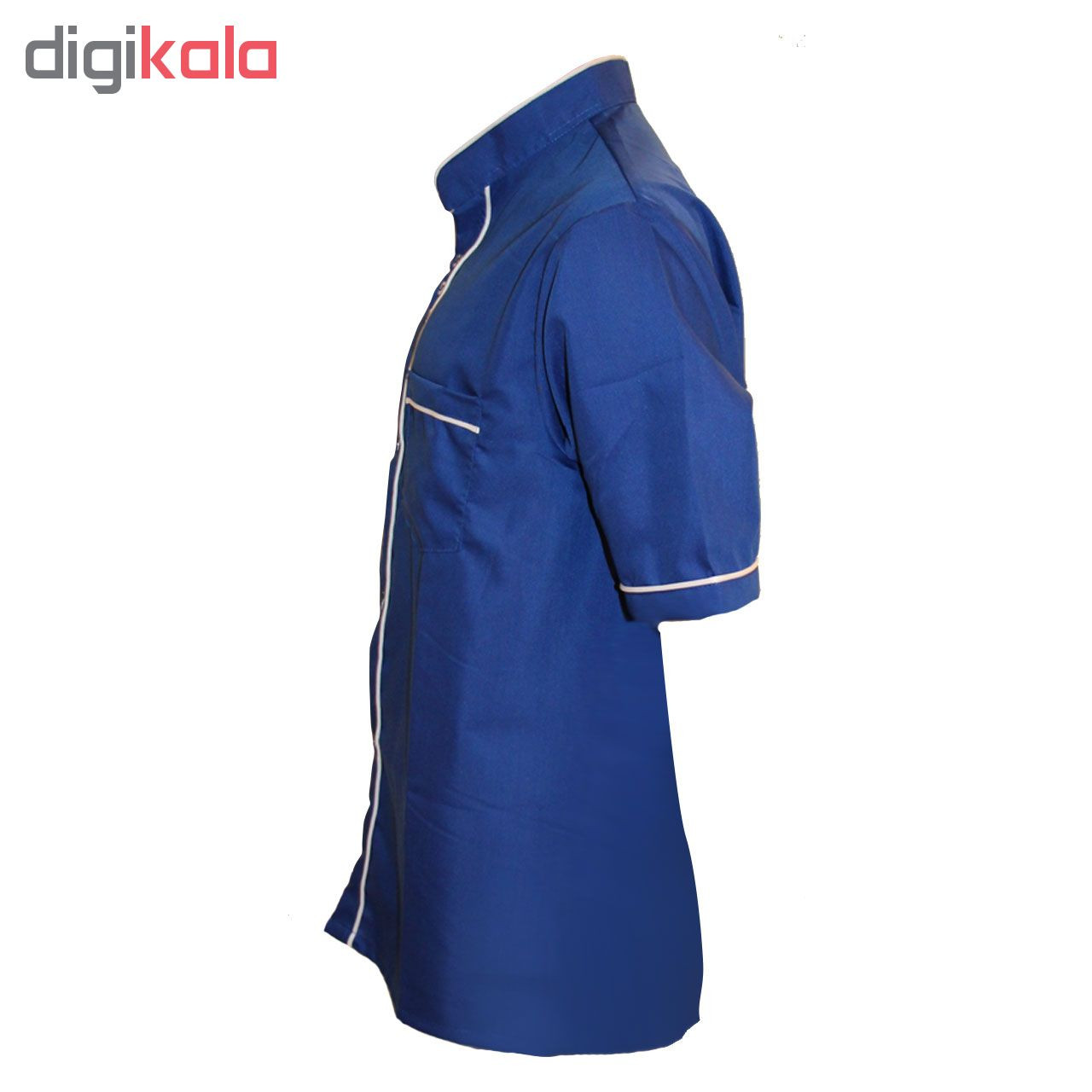 لباس کار مدل آشپزی سه دکمه رنگ آبی تیره لباس کار مدل آشپزی سه دکمه رنگ آبی تیره